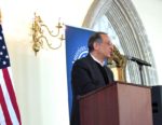 Arab American Institute President Jim Zogby addresses the Arab American Democratic Club brunch March 19, 2017. Photo courtesy of Steve Neuhaus