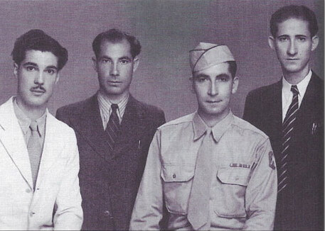 Brothers Edward Hanania, Khamis Hanania, George Hanania and Farid Hanania while George was serving in the U.S. Army in the O.S.S. during World War II. Their other brother Moses was overseas in the U.S. Navy on a battleship. Photo courtesy of Ray Hanania