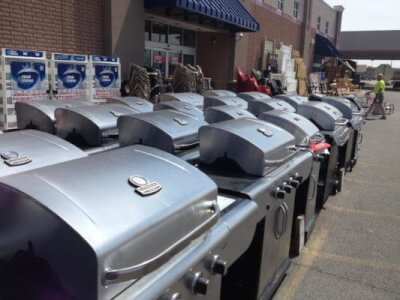 Rows and rows of gas grills at suburban stores. Photo courtesy of Ray Hanania