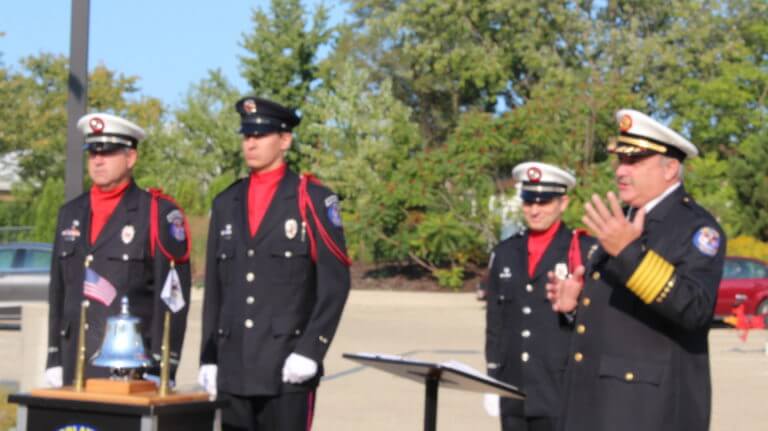 Orland Fire Chief Michael Schofield at the 16th Anniversary Commemoration of the Sept. 11, 2017 terrorist attacks at the Orland Fire Protection District headquarters in Orland Park, Illinois.