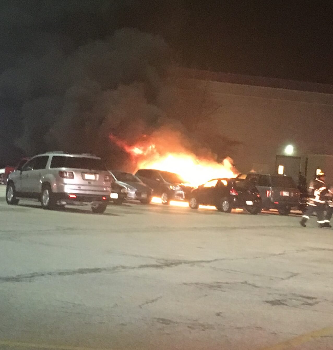 Four cars were damaged by fire in the Orland Park Mall on Thursday night Feb. 21, 2018. No one was injured. Photo courtesy of the Orland Fire Protection District