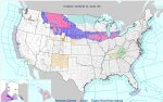 National Weather Sevrice storm map of snowstorm moving from Montana through the Midwest on Thursday Feb. 8, 2018