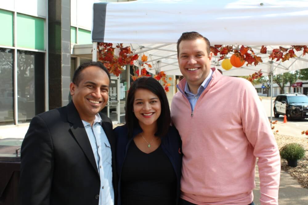 Summit Mayor Sergio Rodriguez, State Rep. Silvana Tabares and Lyons Mayor and Township Supervisor Christopher Getty at the Lyons Township Democratic Party Fall Festival Sept 10, 2017