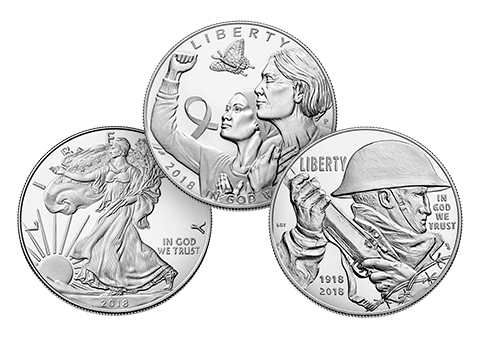 Produced and sold for collectors, silver coins produced by the U.S. Mint are beautiful pieces of art in fine silver. Coins are produced in proof and uncirculated finishes in a variety of options.