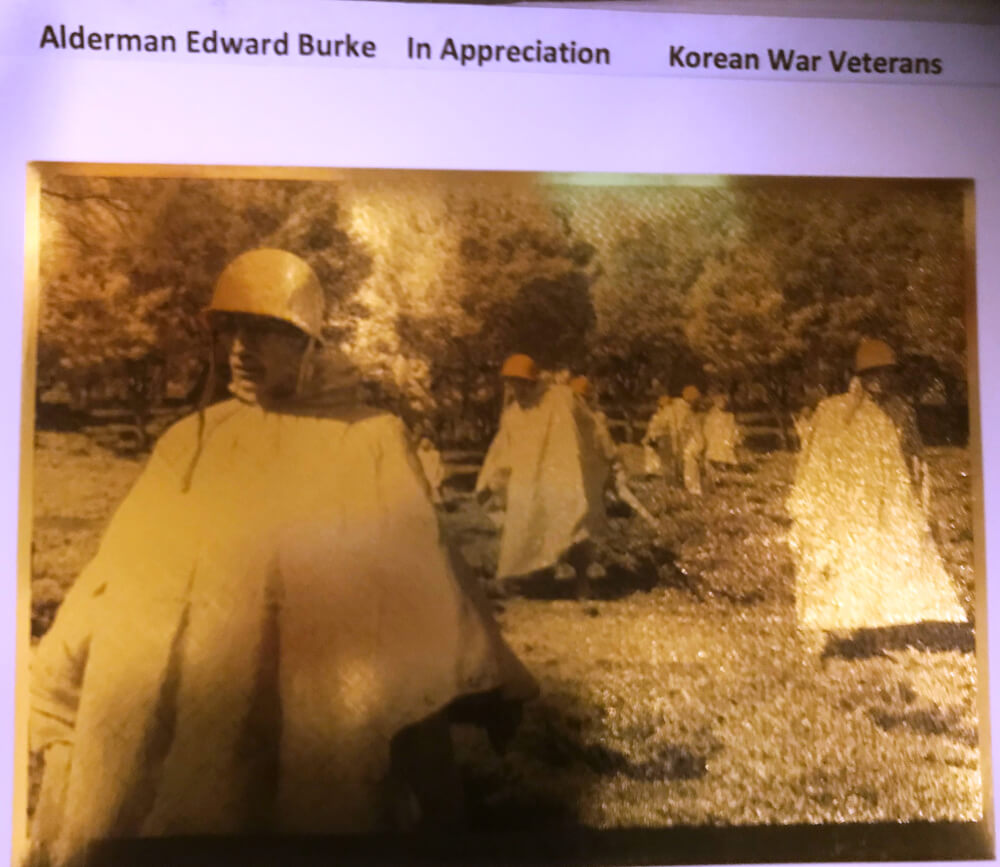 Korean War Veterans Award Ald. Edward M. Burke. Photo courtesy of Jerry Field