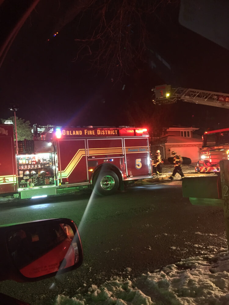 Fire at 14200 block of 84th Avenue in Orland Park Jan. 15, 2019. Photo courtesy of the Orland Fire Protection DIstrict.
