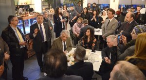 Elected officials and Arab community leaders at the Arab American Heritage celebration at Oozi Restaurant April 10, 2019. Photo courtesy of Anthony Caciopo