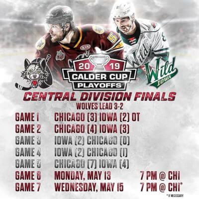 Final scheduled of 2019 Chicago Wolves Playoff Games
