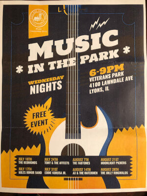 Music in the Park, Village of Lyons June - August 2019