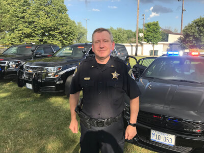 Brookfield Police Lt. James Burdett says National Night Out is a good way to connect with residents. (Photo by Steve Metsch)