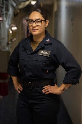 Petty Officer 2nd Class Alejandra Gueta, a native of Chicago. Photo by Mass Communication Specialist 2nd Class Jackson Brown