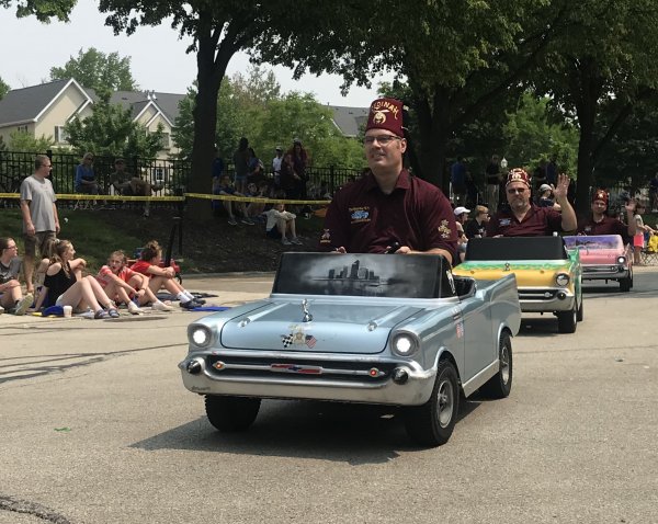 The Shriners won't be driving their tiny cars on downtown streets  in the La Grange Pet Parade this year. Organizers are taking it virtual, as the live parade has fallen victim to the coronavirus. Photo by Steve Metsch.