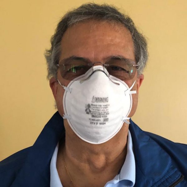 N95 Hospital quality coronavirus COVID-19 pandemic face mask.