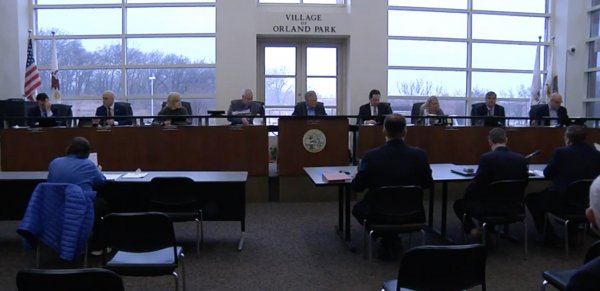 Image from the March 16, 2020 Village of Orland Park board meeting.