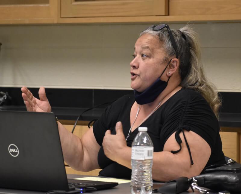 Winifred Rodriguez is upset with two fellow members of the Lyons School District 103 board for their handling of a Facebook page. (Photo by Steve Metsch)