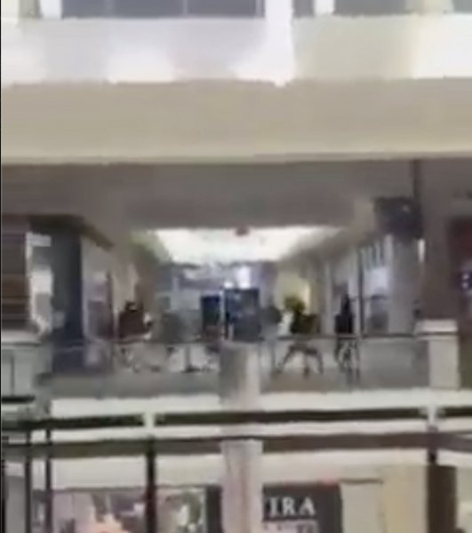 Screenshot from a video showing another brawl at the Orland Park, Illinois shopping mall.