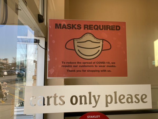 Face mask signs posted by businesses in Orland Park that are demonstrating concern and leadership is helping to suppress the spread of the coronavirus. Photo courtesy of Ray Hanania