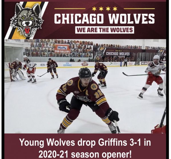 Chicago Wolves first game promo, win over Griffins. Courtesy of the Chicago Wolves
