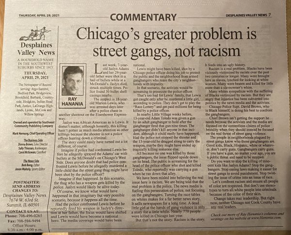 04-29-21 Chicago probem gangs not race column