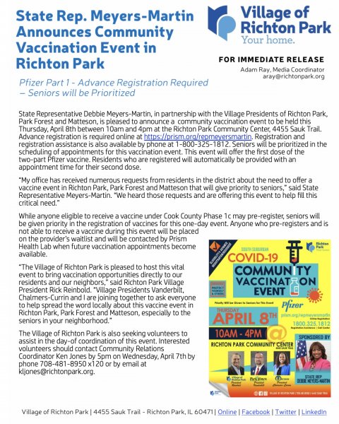 Richton Park Vaccine Event 4.8.21
