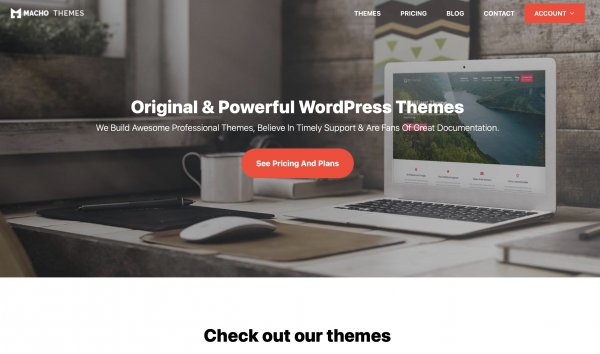 Macho Themes website front page. Don't buy their themes. They don't work