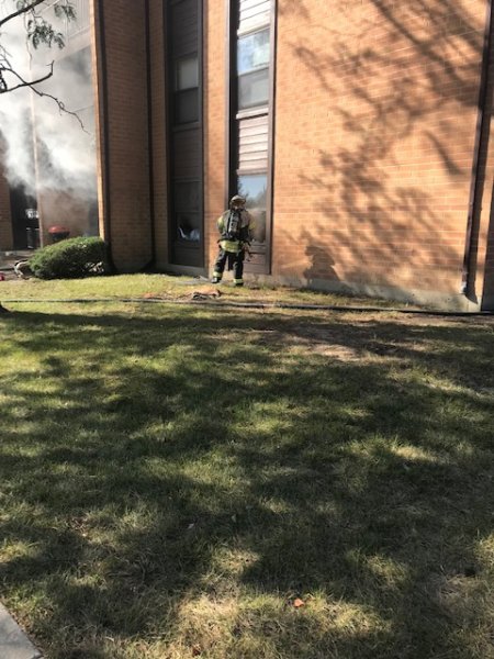Fire at Orland Park apartment building at 9300 Block of Hunter Drive Thursday Sept. 23, 2021. Photo courtesy of the Orland Fire Protection District