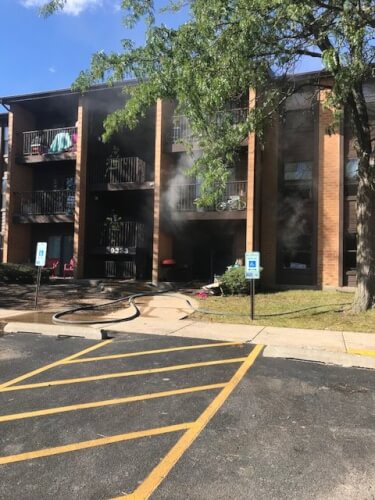 Fire at Orland Park apartment building at 9300 Block of Hunter Drive Thursday Sept. 23, 2021. Photo courtesy of the Orland Fire Protection District