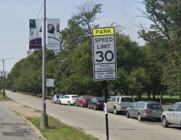 Douglass Park is a hug street gangbanger hangout but all Chicago Mayor Lori Lightfoot can do is snag motorists taxpayers going 6 miles over the posted speed limit. It's about her money not your safety. Photo courtesy of Ray Hanania
