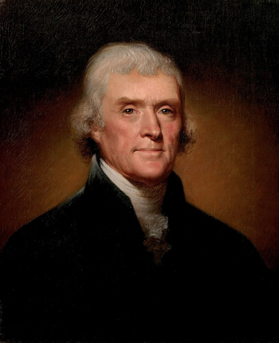 Official Presidential portrait of Thomas Jefferson by Rembrandt Peale 1800. Photo courtesy of Wikipedia