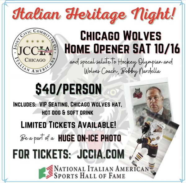 Chicago Wolves celebrate Italian Heritage Night Saturday Oct. 16, 2021 -  Suburban Chicagoland