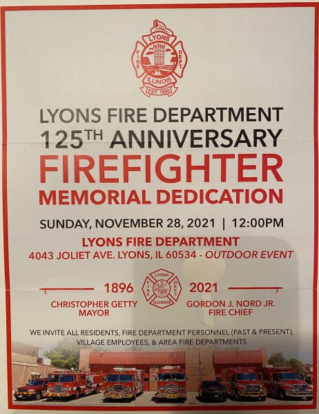 Lyons Fire Department 125th Anniversary Nov. 28, 2021