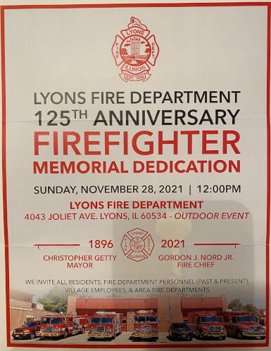Lyons Fire Department 125th Anniversary Nov. 28, 2021