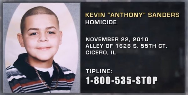 Kevin Sanders, 15, was shot and killed on Nov. 22, 2010. Photo courtesy of Crime Stoppers and the Cicero Police Department