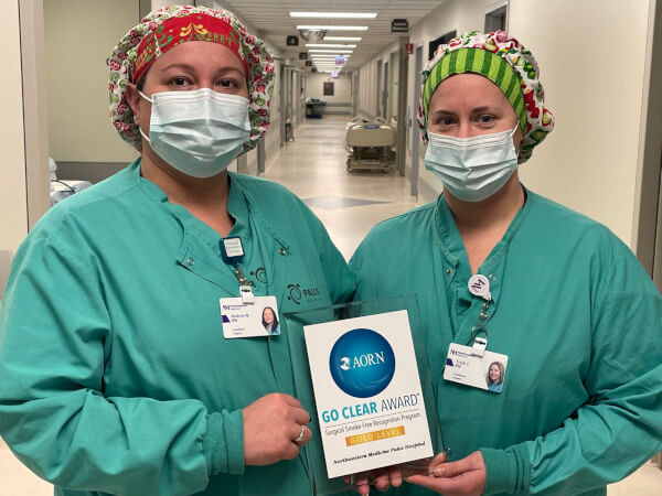 Andrea Nelson, RN, and Trish Trentz, RN, surgical specialty leaders at Northwestern Medicine Palos Hospital led an initiative to achieve the AORN Go Clear Award.