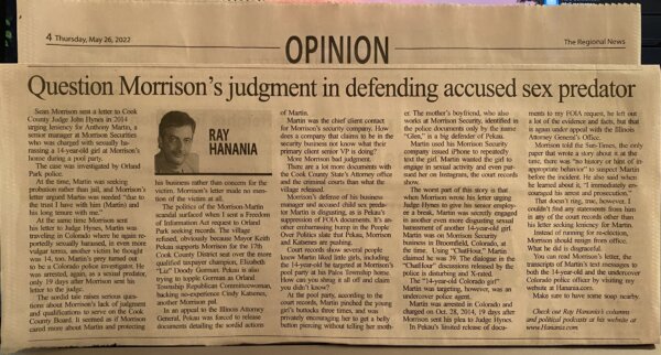 Ray Hanania opinion column from the Southwest News Newspaper Group, this from The Regional News newspaper May 26, 2022