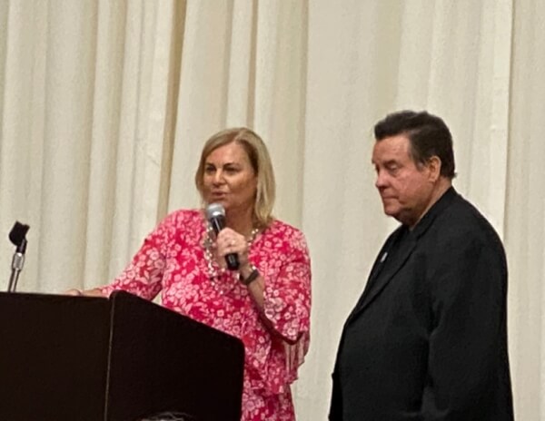 Republican conservatives Elizabeth "Liz" Doody Gorman, Committeewoman of Orland Township, and Steve Balich, Committeeman of Homer Township, welcomed attendees at a GOP rally Friday May 20, 2022 in Orland Township