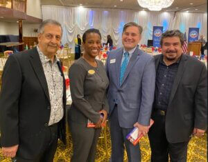 Former City Hall reporter Ray Hanania, ShawnTe Raines-Welch and Nick Kantas, candidates for Judge in the 4th SubCircuit, and Cook County Commissioner Frank Aguilar.
