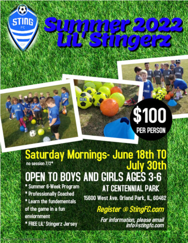 Orland Park Sting FC is VERY EXCITED to announce that we will be hosting a Summer Session of the Lil Stingerz Program!. www.oyaboys.org