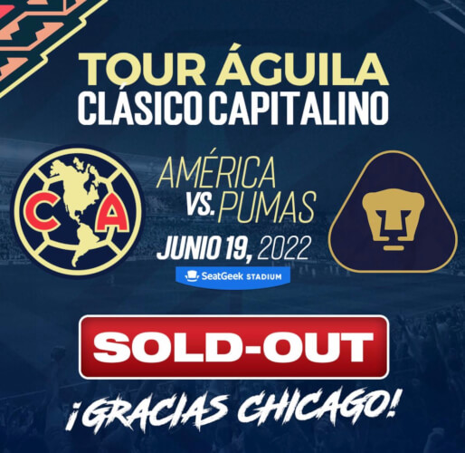 Clásico Capitalino match between Club América and Pumas at SeatGeek Stadium is Sold Out