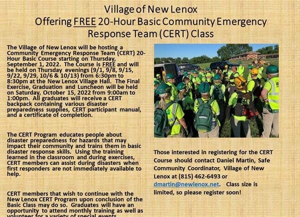 New Lenox offers free Disaster Preparedness Training to residents