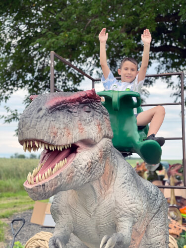 Bring your family out for a dino-mite experience as we step back in “tyme” to the Age of the Dinosaurs at Harvest Tyme Family Farm on Saturdays and Sundays from 10 a.m. – 6 p.m. starting August 27 through September 18, 2022.