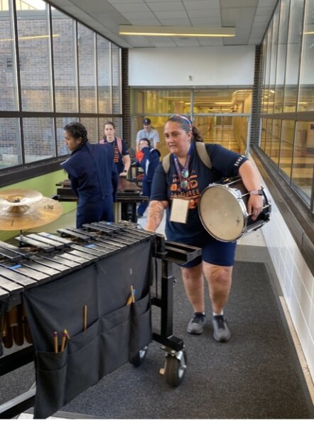 Stagg Marching Band Pit Crew as efficient as a NASCAR pit stop! The team that does a lot of the work to help the Stagg High school band perform works behind the scenes like a NASCAR pit stop. The students are profiled in this feature