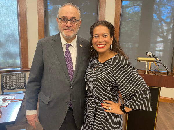 Judge Jessica Colon-Sayre, speaking at the annual symposium presented by the Illinois Council on Responsible Fatherhood, with Fathers' Rights Attorney Jeffery Leving