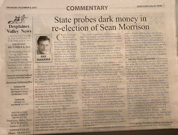 State probes dark money in re-election of Sean Morrison. Dec. 8, 2022