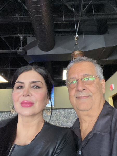 Author Ray Hanania with Zwar Restaurant owner Saeda Alhmoud