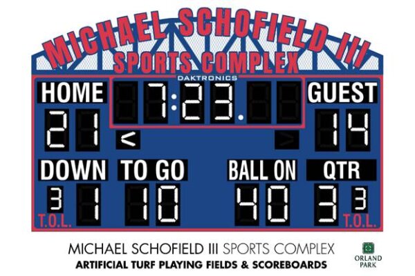 Michael Schofield III Sports Complex, Orland Park. Scoreboard