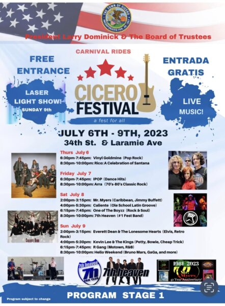 CiceroFest to be held July 6 - 9, 2023 at Cicero Community Park, 34th and Laramie