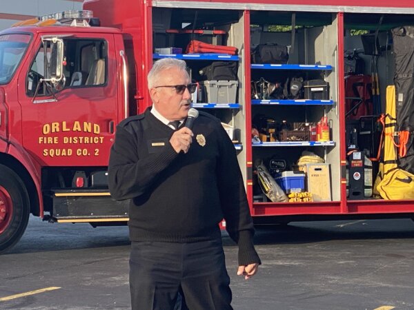 OFPD Fire Chief Michael Schofield addresses attendees at the July 13, 2023 Annual Open House