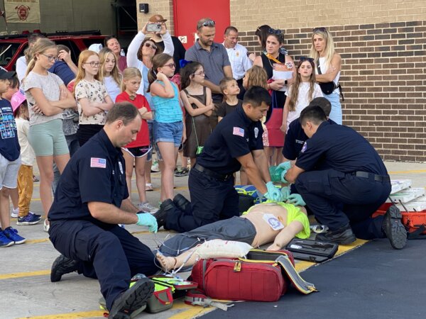 OFPD Firefighters/Paramedicsa demonstrate lifesaving CPR and AED responses to emergencies at the annual Open House on July 13, 2023