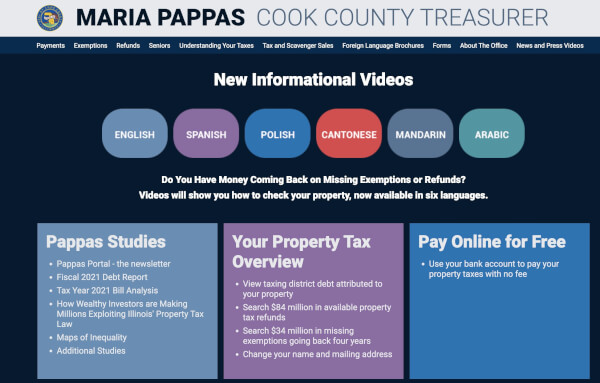 Cook County Treasurer Maria Pappas website